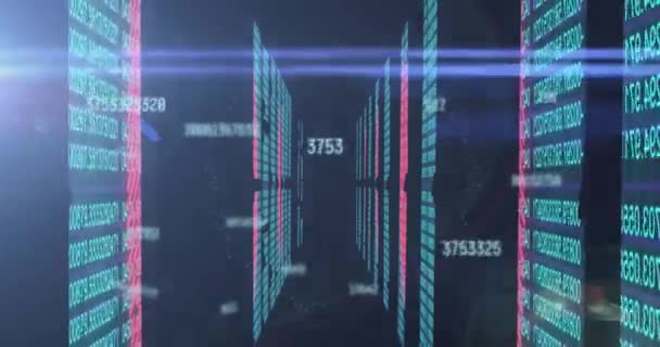 Анимация Облаков Цифровым Замком Круге Над Серверами Концепция Сети Защиты — стоковое видео