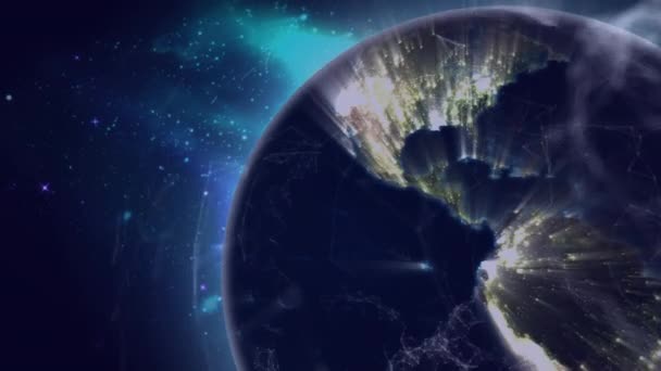 Animatie Van Het Netwerk Van Verbindingen Met Globe Spinnen Blauwe — Stockvideo