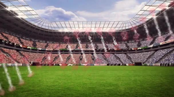Dna链在体育场上空的动画 全球体育和数字界面概念数字生成视频 — 图库视频影像