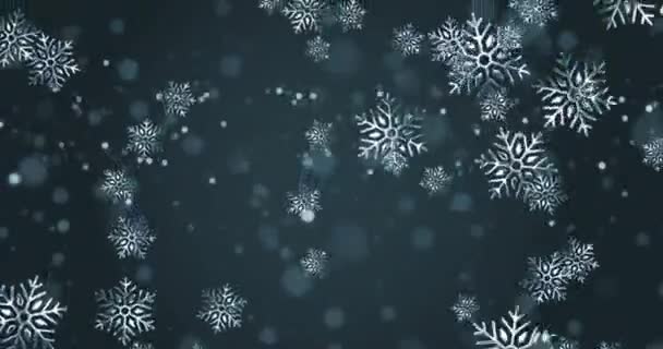 Animace Padajícího Sněhu Světlých Skvrn Černém Pozadí Vánoce Tradice Koncepce — Stock video