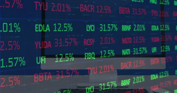 Image Stock Market Data Processing Close Desktop Computer Global Economy — Stock Photo, Image