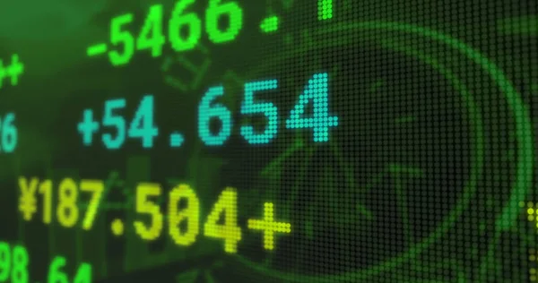 Imagem Mercado Ações Sobre Relógio Fundo Verde Conceito Global Negócios — Fotografia de Stock