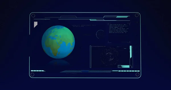 Imagen Globo Sobre Procesamiento Datos Sobre Fondo Negro Tecnología Global —  Fotos de Stock