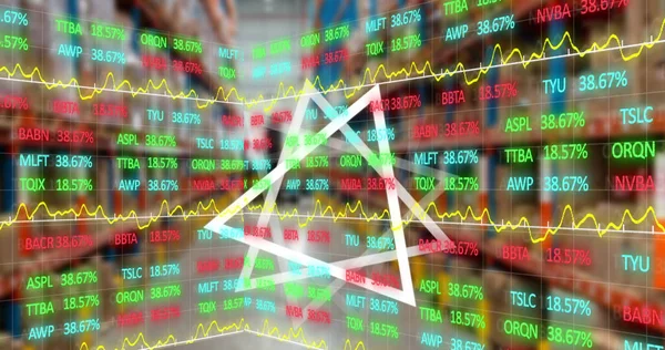 Elaborazione Dati Del Mercato Azionario Forma Triangolare Astratta Che Ruota — Foto Stock