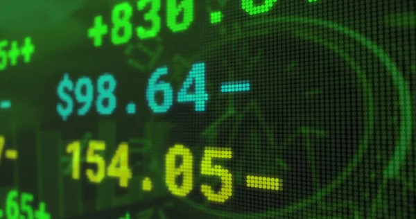 Imagem Mercado Ações Sobre Relógio Fundo Verde Conceito Global Negócios — Fotografia de Stock