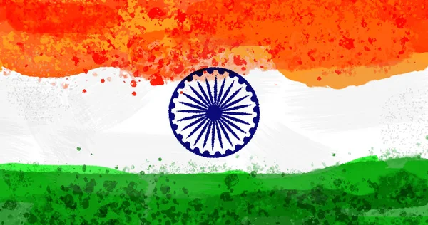 Ілюстрація Національного Прапора Індії Помаранчевими Зеленими Плямами Копіювання Простору Вектор — стокове фото