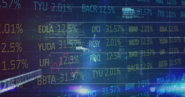 Digital Bild Statistik Och Aktiemarknadens Databehandling Mot Blå Bakgrund Begreppet — Stockfoto