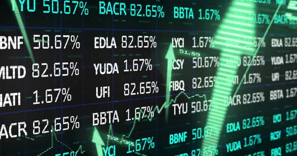 Image Stock Market Graph Arrows Black Background Global Business Finances — Stock Photo, Image
