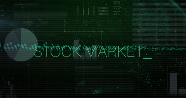 Bild Aktiemarknaden Text Över Databehandling Globalt Affärs Och Digitalt Gränssnittskoncept — Stockfoto