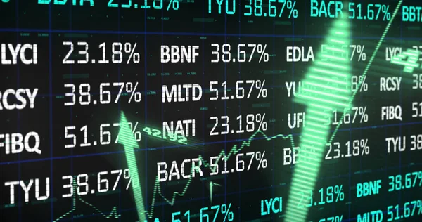 Obrázek Akciového Trhu Grafem Šipkami Černém Pozadí Globální Koncepce Podnikání — Stock fotografie