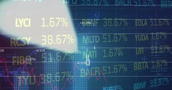 青を背景にした統計 株式市場データ処理のデジタル画像 世界経済とビジネス技術の概念 — ストック写真