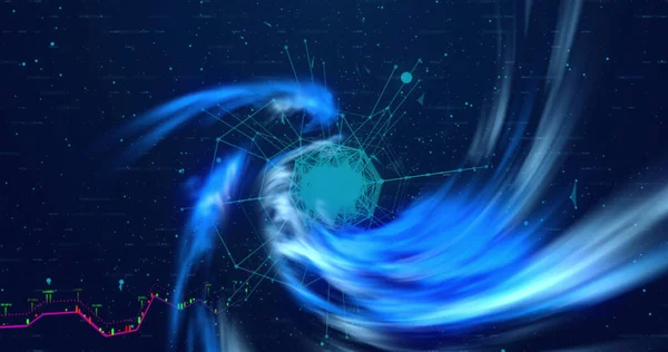 Bild Databehandling Över Neonformer Globalt Affärs Och Digitalt Gränssnittskoncept Digitalt — Stockfoto