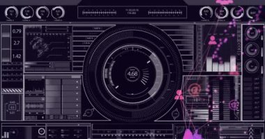 Veri işleme üzerinde taramaların animasyonu. küresel iş ve dijital arayüz kavramı dijital olarak oluşturulmuş video.