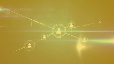 Siyah arkaplandaki bağlantı ağı üzerinden ışık izlerinin animasyonu. Dijital olarak oluşturulmuş küresel bağlantılar, bilgisayar ve dijital arayüz kavramı.