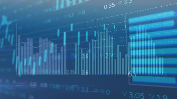 Animación Del Procesamiento Datos Con Gráfico Sobre Fondo Azul Tecnología — Vídeo de stock