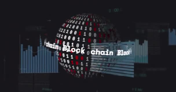 Animation Data Processing Globe Black Background Global Technology Computing Digital — 비디오