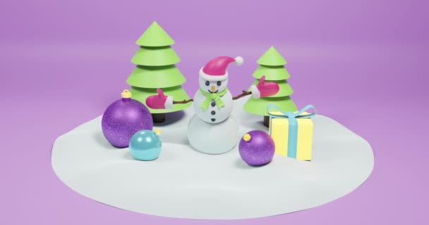 Animation Décorations Noël Sur Fond Violet Noël Célébration Concept Interface — Video