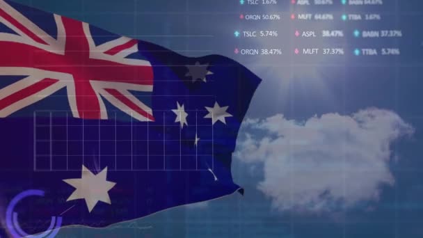 Animación Del Procesamiento Datos Sobre Bandera Australia Patriotismo Global Concepto — Vídeo de stock