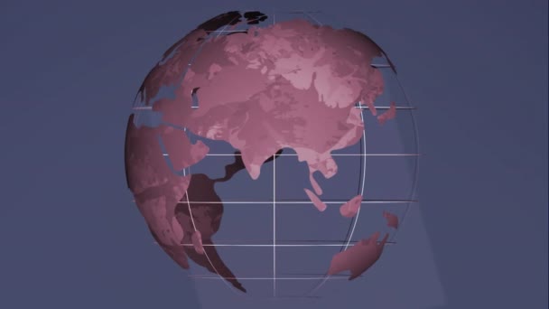 灰色の背景に地球のアニメーション グローバル技術とデジタルインターフェースの概念デジタル生成されたビデオ — ストック動画