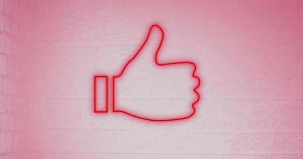 Pembe Duvardaki Düğme Simgesi Gibi Aydınlatılmış Dijital Kırmızının Birleşimi Kopyalama — Stok fotoğraf