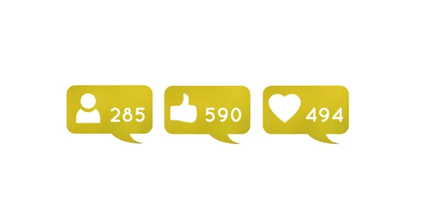 Bild Der Reaktionen Den Sozialen Medien Auf Weißem Hintergrund Soziale — Stockfoto