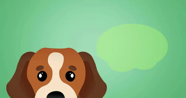Εικονογράφηση Του Καφέ Σκύλου Και Μέσα Από Φούσκα Πράσινο Φόντο — Φωτογραφία Αρχείου