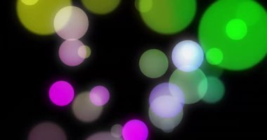 Siyah arka planda yanıp sönen noel ışıklarının animasyonu. Noel, şenlik, kutlama ve gelenek konsepti dijital olarak oluşturuldu.