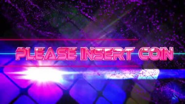 Lütfen siyah arkaplandaki şekillerin üzerine bozuk para metni girin. Sosyal medya ve dijital arayüz konsepti dijital olarak oluşturulmuş video.