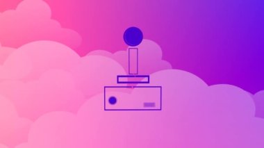 Pembe arkaplandaki bulutların üzerindeki gamepad simgesinin canlandırması. Paskalya, gelenek ve kutlama konsepti dijital olarak oluşturuldu.