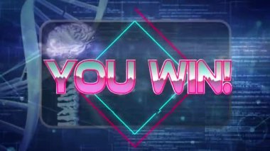 Sendeki animasyon, veri işleme ve siyah arka plandaki DNA iplikçikleri sayesinde metni kazanıyor. Sosyal medya ve dijital arayüz konsepti dijital olarak oluşturulmuş video.