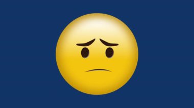 Mavi arkaplan üzerinde emoji simgesi canlandırması. Sosyal medya ve dijital arayüz konsepti dijital olarak oluşturulmuş video.