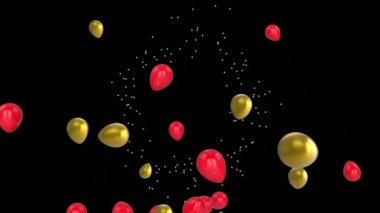 Balonların üzerinde hareket eden beneklerin canlandırması. Kara Cuma, kutlama ve dijital arayüz konsepti dijital olarak oluşturulmuş video.