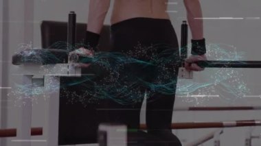 Güçlü kadınlar üzerindeki bağlantı ağının animasyonu. Dijital olarak oluşturulan küresel spor ve veri işleme kavramı.