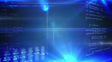 Siyah uzayda veri işleme üzerinde hareket eden ışığın canlandırması. Bilgisayarlar, veri işleme ve teknoloji konsepti dijital olarak oluşturuldu.