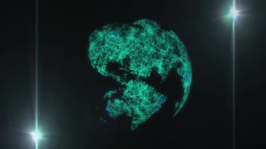 Siyah arka planda hareket eden ışıkların animasyonu. Dijital alan, ışık, hareket ve teknoloji konsepti dijital olarak oluşturulmuş video.