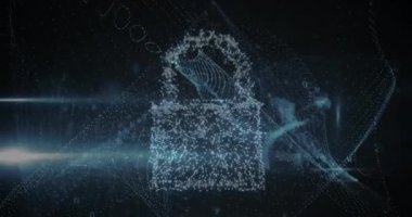 Animation of padlock over data processing. Global business and digital interface concept digitally generated video.