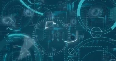 Mavi arkaplanda 5g metin ile tarama alanı animasyonu. Küresel teknoloji, bilgisayar ve dijital arayüz kavramı dijital olarak oluşturulmuş video.