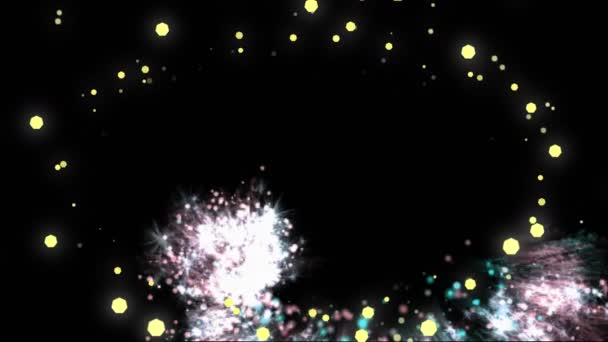 Animação Fogos Artifício Luzes Fadas Natal Piscando Sobre Fundo Preto — Vídeo de Stock