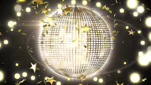 Animazione Specchio Retrò Disco Ball Coriandoli Luci Natalizie Fiabesche Tremolanti — Video Stock