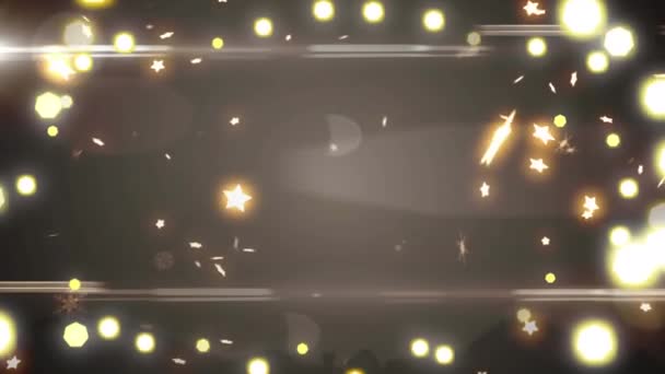 Animación Estrellas Cayendo Luces Hadas Navideñas Parpadeando Sobre Fondo Negro — Vídeo de stock