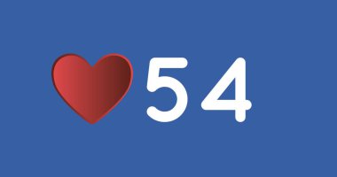 Mavi arka planda 54 beğeni almış. Sosyal medya, iletişim, ağ ve yeni teknoloji kavramı.