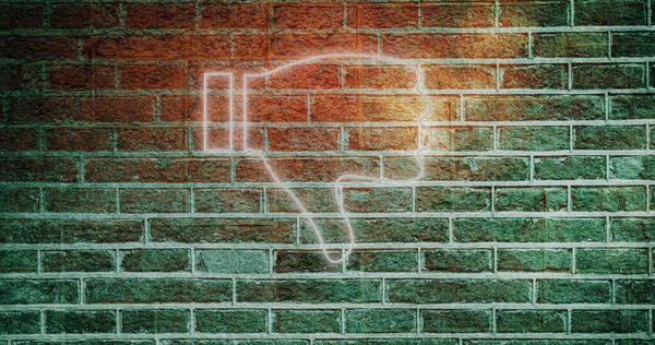 Σύνθετο Φωτισμένο Εικονίδιο Κουμπί Αντιπάθειας Τοίχο Από Τούβλα Αντίγραφο Χώρου — Φωτογραφία Αρχείου