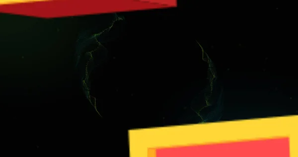 Иллюстрация Разноцветных Коробок Абстрактным Рисунком Черном Фоне Цифровая Генерация Геометрическая — стоковое фото
