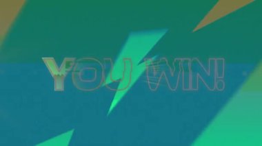 Animation of you win text over shapes. Social media and digital interface concept digitally generated video.