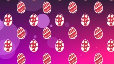 Mor arka planda paskalya yumurtalarının animasyonu. Paskalya, gelenek ve kutlama konsepti dijital olarak oluşturuldu.