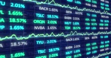 Mavi arkaplanda veri işleme animasyonu. küresel iş ve dijital arayüz kavramı dijital olarak oluşturulmuş video.