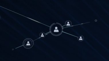 Siyah arkaplan üzerindeki bağlantı ağının animasyonu. küresel iş ve dijital arayüz kavramı dijital olarak oluşturulmuş video.