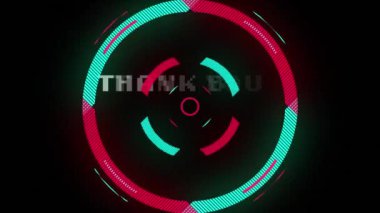 Animation of thank you text over shapes. Social media and digital interface concept digitally generated video.