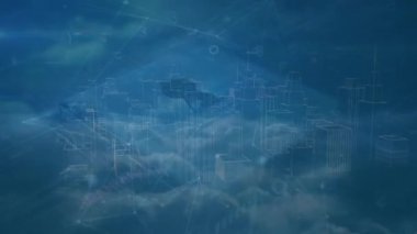 Asma kilit simgesi üzerinde veri işleme ile bağlantı ağının animasyonu. Teknoloji, çevrimiçi güvenlik ve dijital arayüz kavramı dijital olarak oluşturulmuş video.