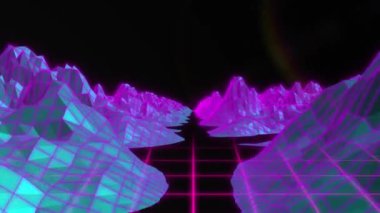 Meta-evren üzerinde hareket eden ışığın animasyonu. Dijital alan, ışık, hareket ve teknoloji konsepti dijital olarak oluşturulmuş video.